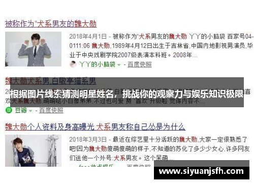 根据图片线索猜测明星姓名，挑战你的观察力与娱乐知识极限