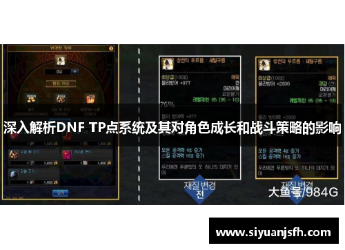 深入解析DNF TP点系统及其对角色成长和战斗策略的影响